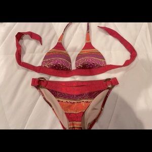 Victoria’s Secret red/orange/purple multi, patterned halter bikini